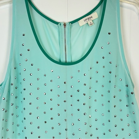 Umgee Sheer Studded Tank Top Green Blue Size M 🔥 - Picture 4 of 12